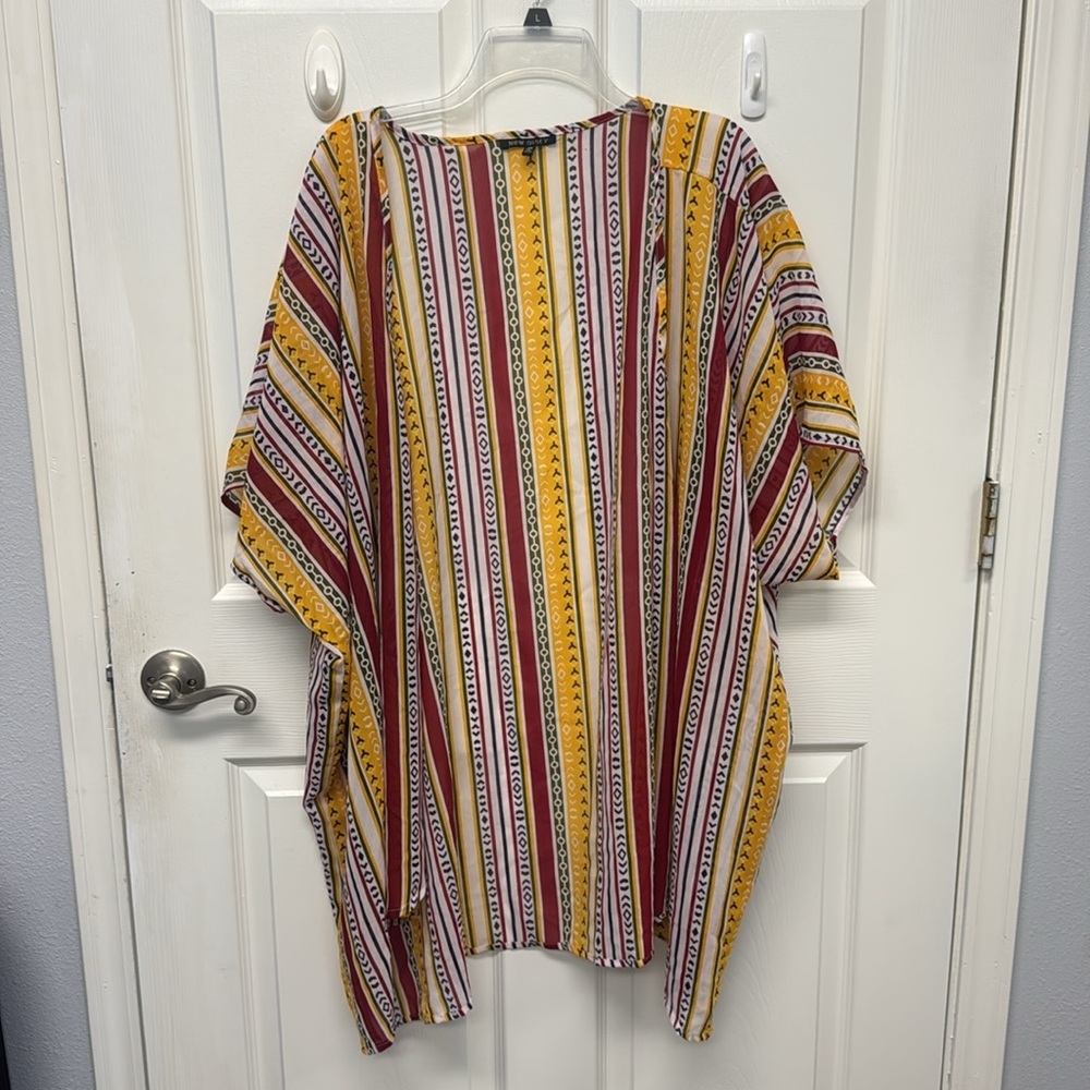 Yellow and Red Striped Coverlet